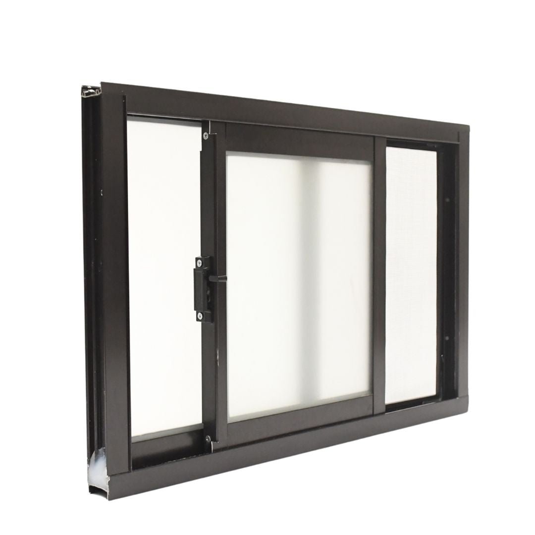 Ventana de Aluminio 2" 0.60 x 0.40 Chocolate Vidrio Satinado - Ventanas Doveli