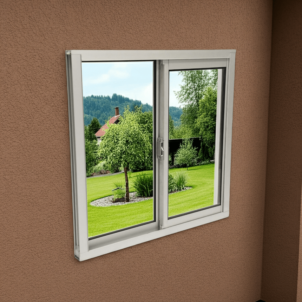 Ventana de Aluminio 1 1 - 1/2" 0.60 x 0.60 Natural Mate Vidrio Satinado - Ventanas Doveli