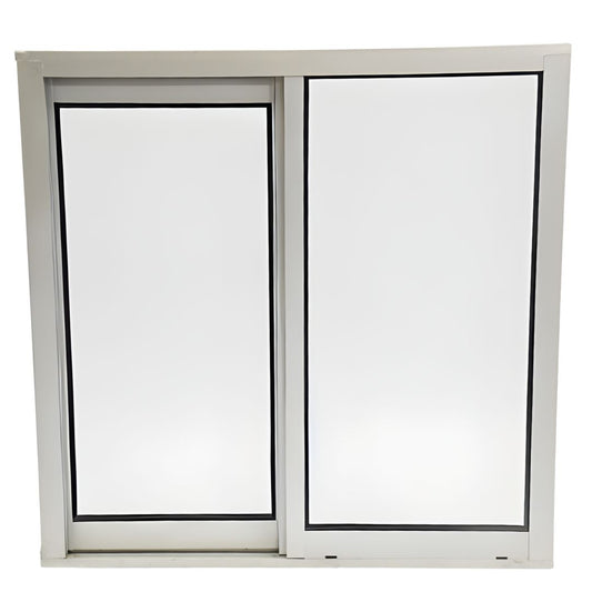 Ventana de Aluminio 1 1-1/2" 0.60 x 0.30 Natural Mate Vidrio Satinado