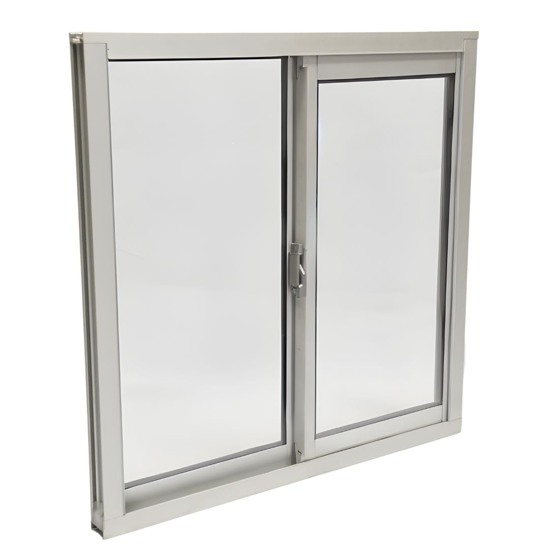 Ventana de Aluminio 1 1-1/2" 0.60 x 0.30 Natural Mate Vidrio Satinado