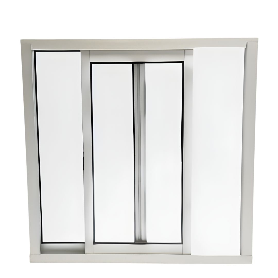 Ventana de Aluminio 1 1-1/2" 0.60 x 0.30 Natural Mate Vidrio Satinado