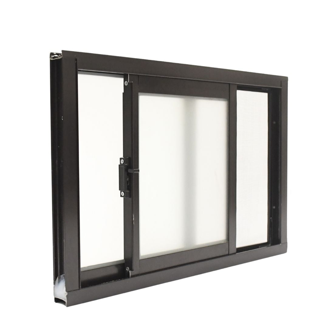 Ventana de Aluminio 2" 0.60 x 0.40 Chocolate Vidrio Satinado
