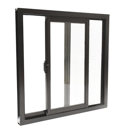 Ventana de Aluminio 2" 0.60 x 0.60 chocolate vidrio satinado