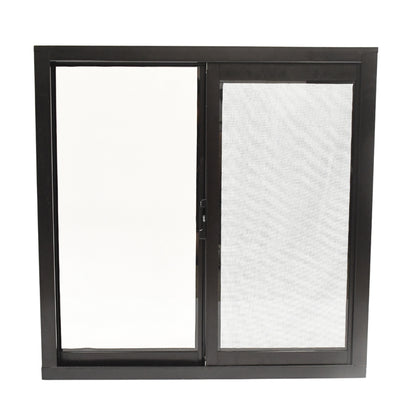 Ventana de Aluminio 2" 0.60 x 0.60 chocolate vidrio satinado