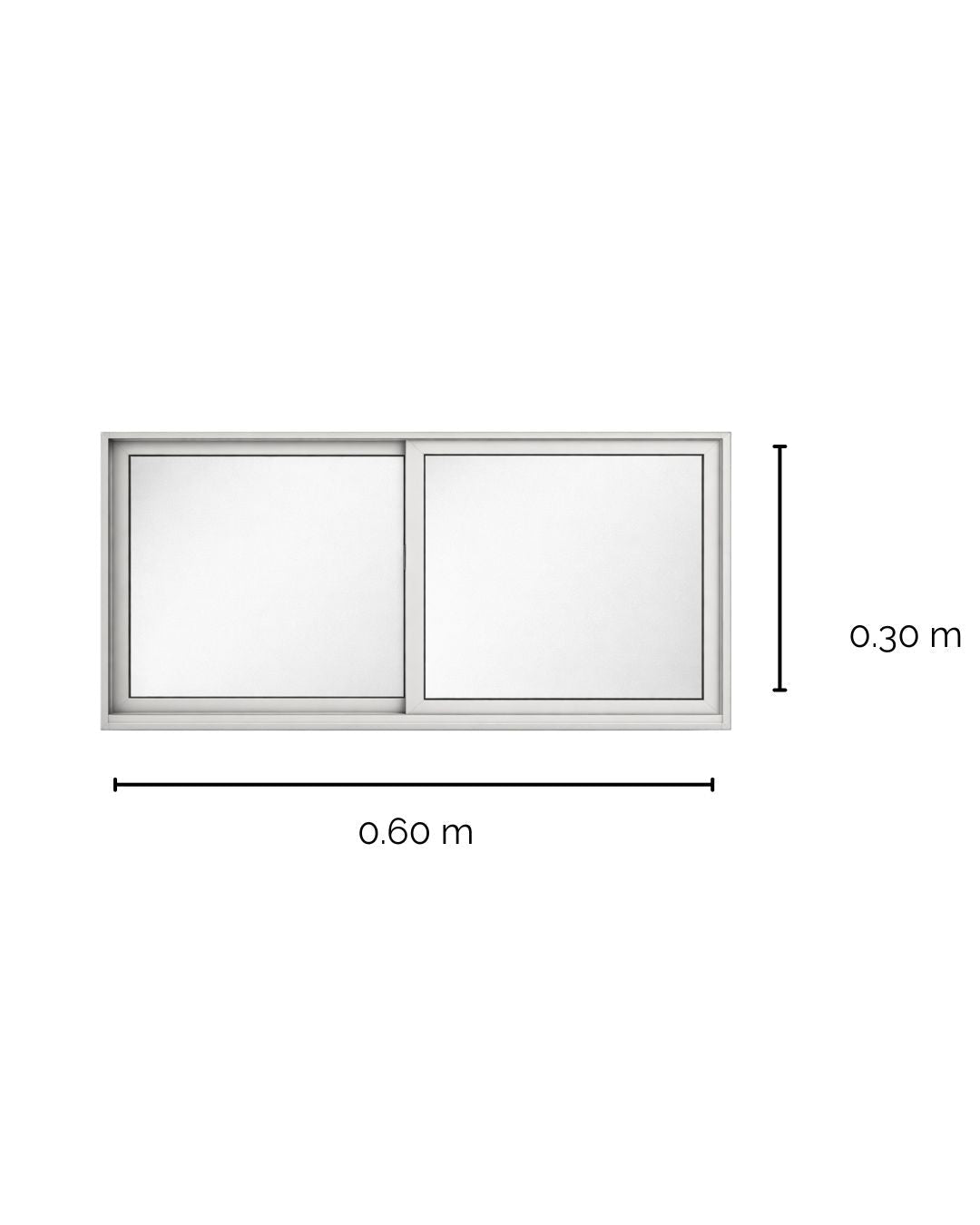 Ventana de Aluminio 1 1 - 1/2" 0.60 x 0.30 Natural Mate Vidrio Satinado - Ventanas Doveli
