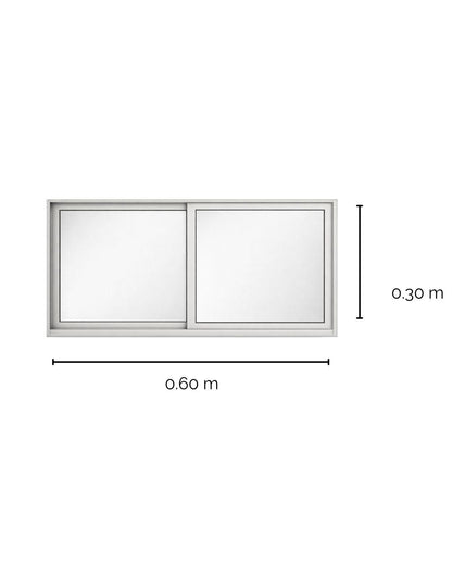 Ventana de Aluminio 1 1 - 1/2" 0.60 x 0.30 Natural Mate Vidrio Satinado - Ventanas Doveli