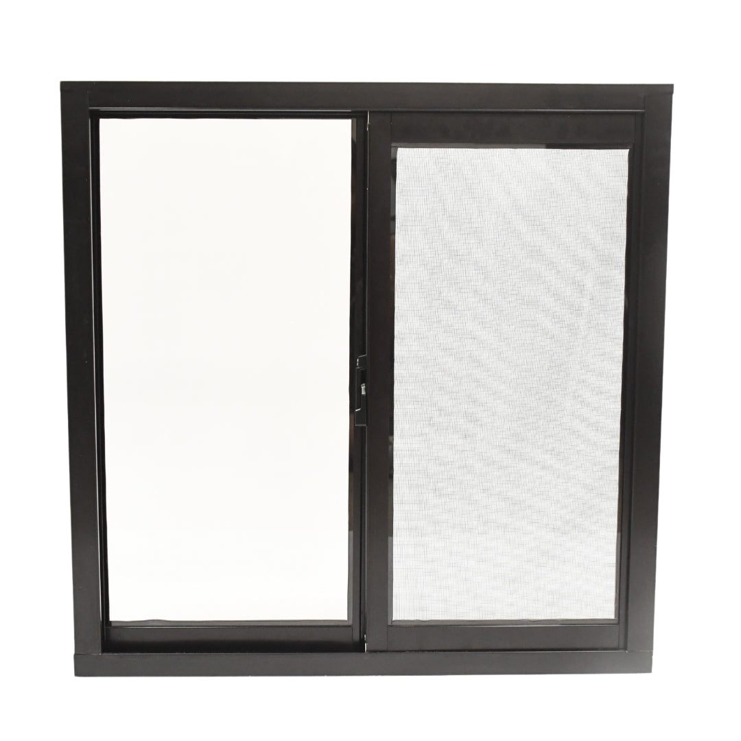 Ventana de Aluminio 2" 0.60 x 0.60 chocolate vidrio satinado - Ventanas Doveli