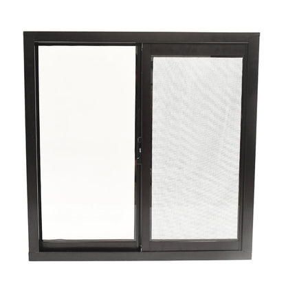 Ventana de Aluminio 2" 0.60 x 0.60 chocolate vidrio satinado - Ventanas Doveli