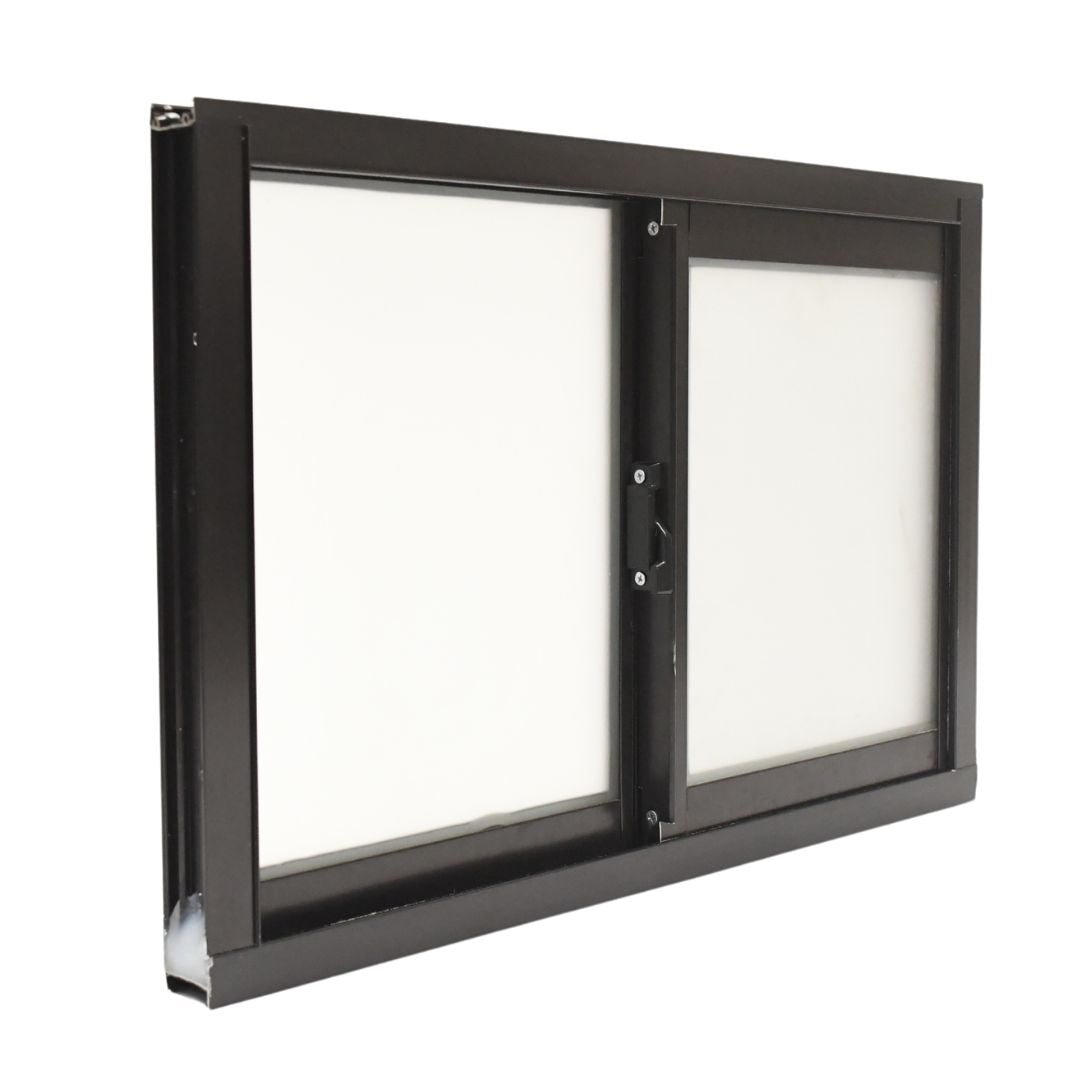 Ventana de Aluminio 2" 0.60 x 0.40 Chocolate Vidrio Satinado - Ventanas Doveli