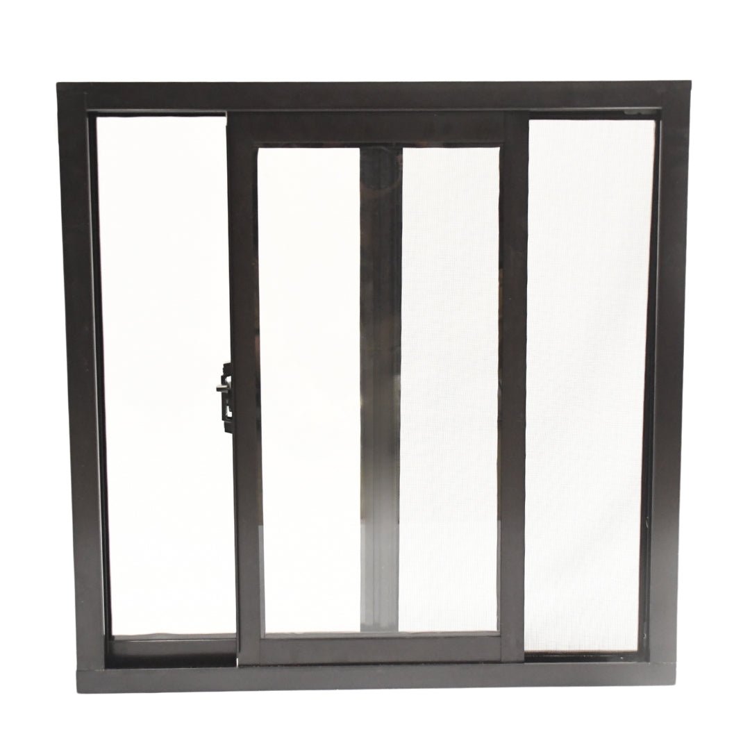 Ventana de Aluminio 2" 0.60 x 0.60 chocolate vidrio satinado - Ventanas Doveli