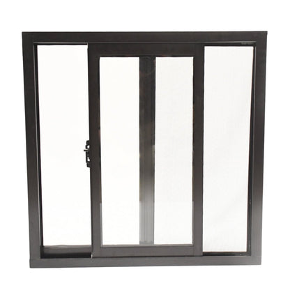 Ventana de Aluminio 2" 0.60 x 0.60 chocolate vidrio satinado - Ventanas Doveli