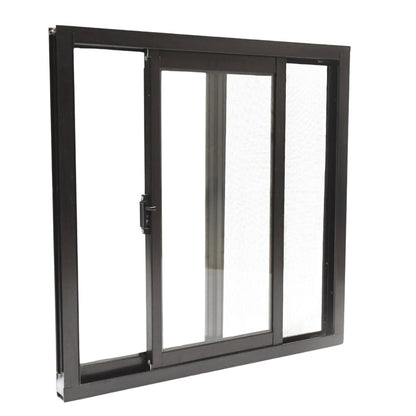 Ventana de Aluminio 2" 0.60 x 0.60 chocolate vidrio satinado - Ventanas Doveli